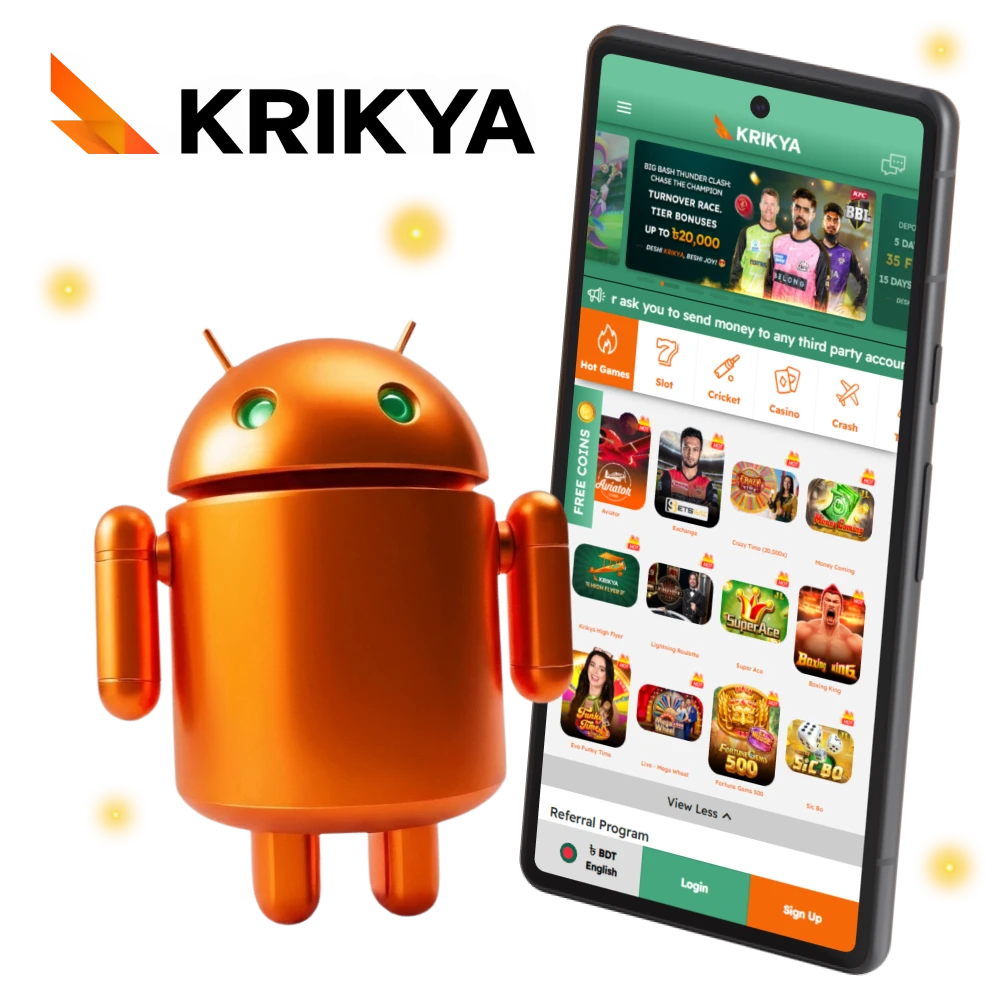 Krikya Android app delivers smooth betting anytime on mobile devices.