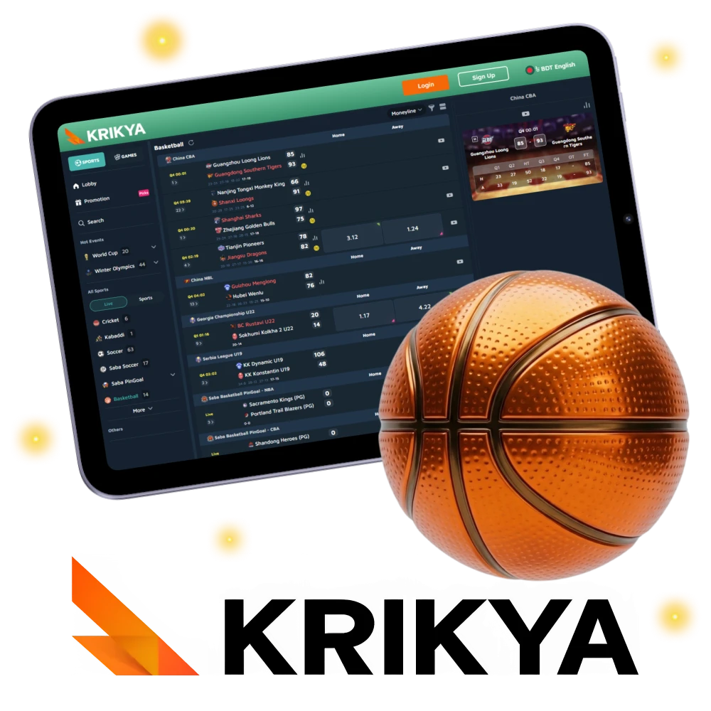 Place basketball bets on Krikya with competitive odds and live options.