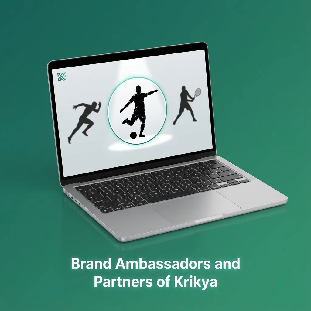 Collage of Krikya brand ambassadors and partners posing with logos on a promotional backdrop