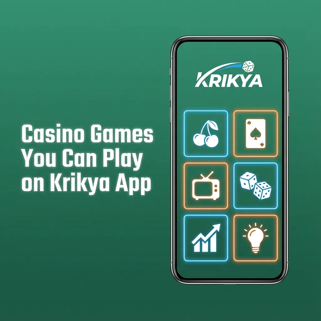 Smartphone showing Krikya casino app with slots, live dealer tables, and instant win games for real‑money play in BDT