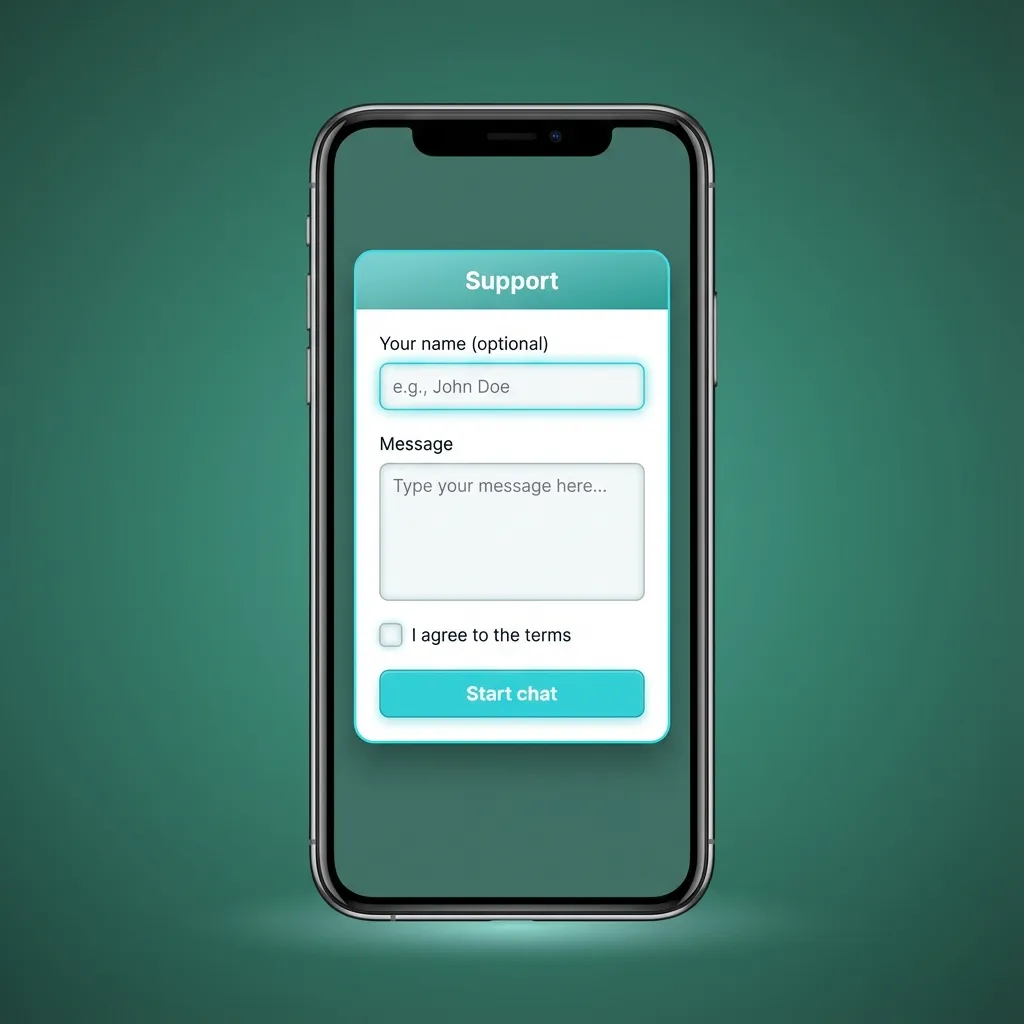 Diagram showing Krikya mobile support options: live chat, email, social media, and FAQ for account and payment help.
