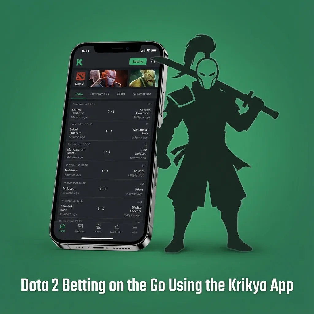 Bangladeshi user betting on Dota 2 via Krikya mobile app, showing live odds, esports markets, and bet slip on a phone
