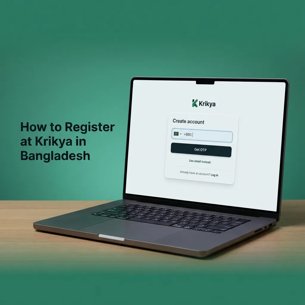 Illustrated step‑by‑step guide showing how to register, deposit in BDT and claim the Krikya welcome bonus in Bangladesh