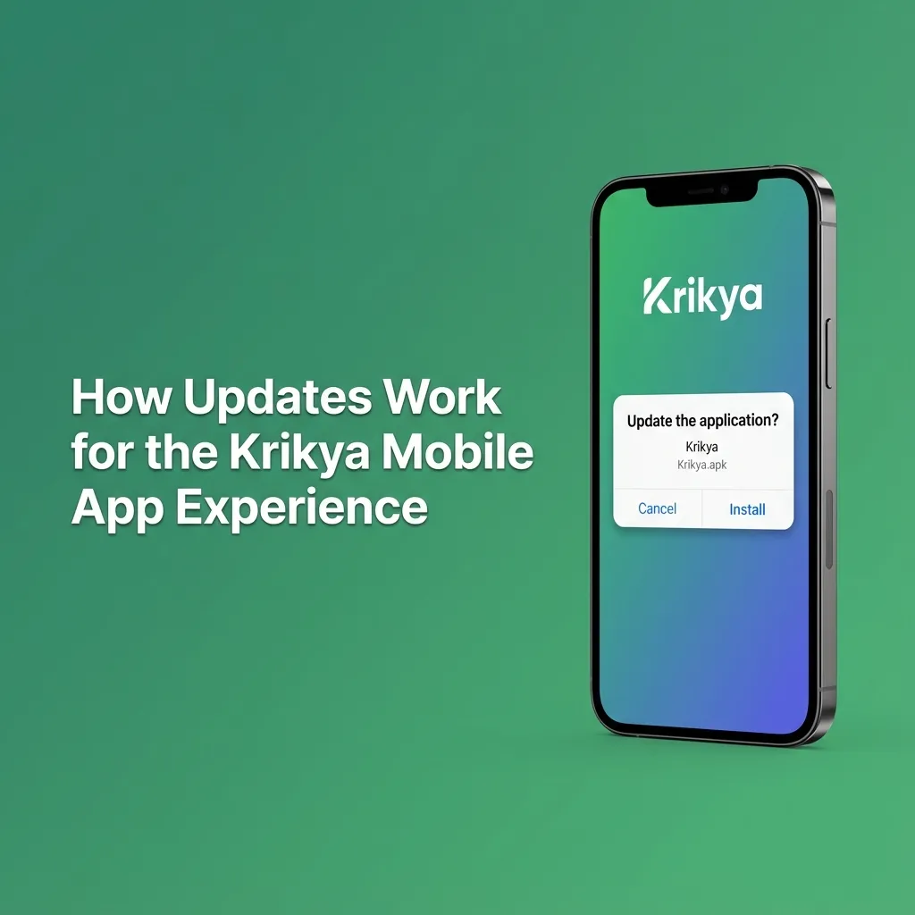 Illustration of Krikya web app updating automatically on mobile, no manual downloads or app store updates needed