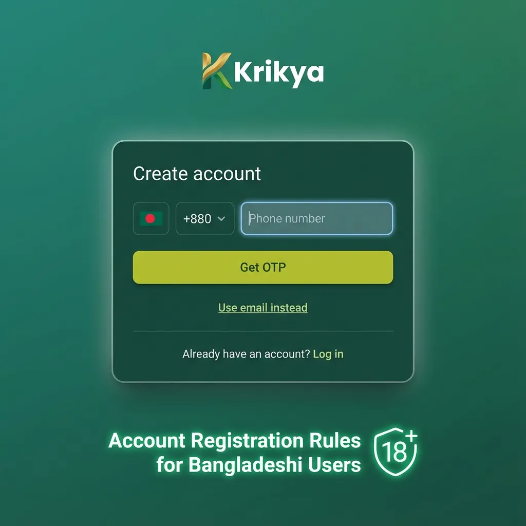 Infographic titled “Account Registration Rules for Bangladeshi Users” listing age, ID, single account, own payments, and KYC terms