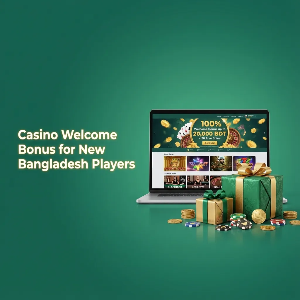 Banner showing 100% welcome bonus up to ৳25,000 for new Bangladeshi Krikya casino players with slots imagery