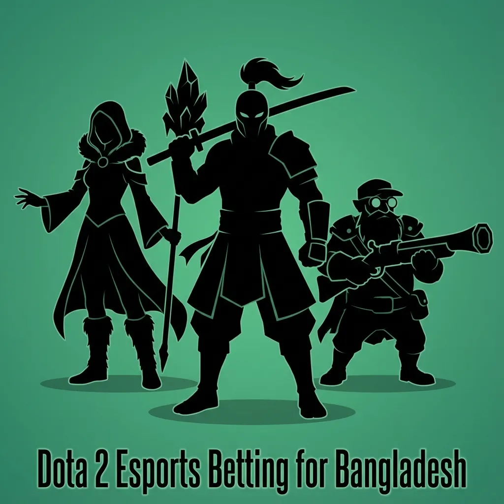 Bangladeshi bettor viewing Dota 2 esports match screen with live odds and popular tournament logos in the background