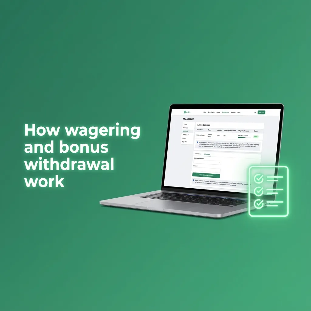 Diagram explaining Krikya bonus balance, wagering requirements, and when bonus funds become withdrawable to bank or mobile wallet