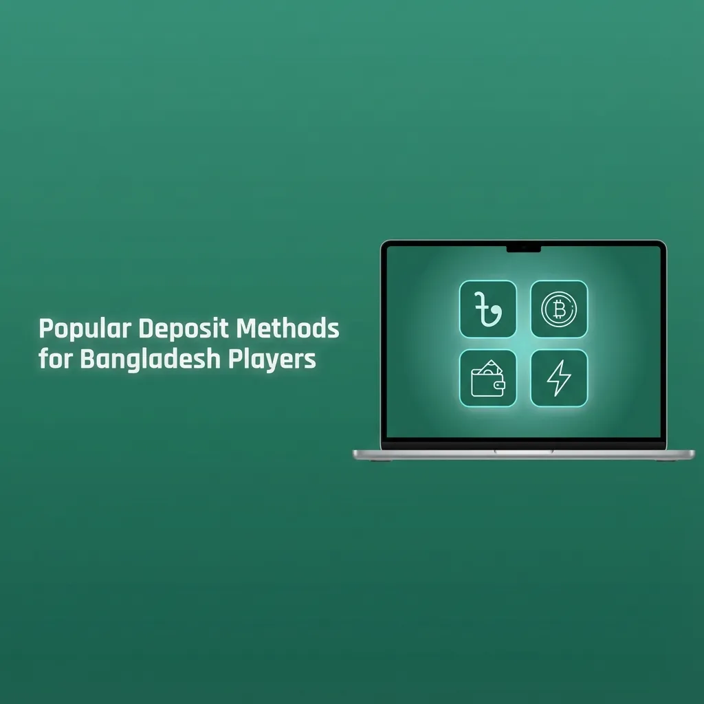 Infographic showing popular deposit methods in Bangladesh: bkash, Nagad, Rocket, Upay, and Fastpay mobile and online payments.