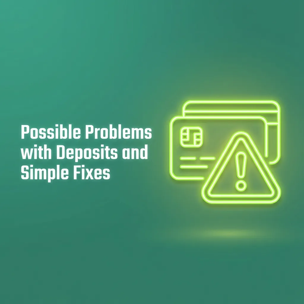 Illustrated guide showing common deposit issues and simple troubleshooting steps for online balance top-ups