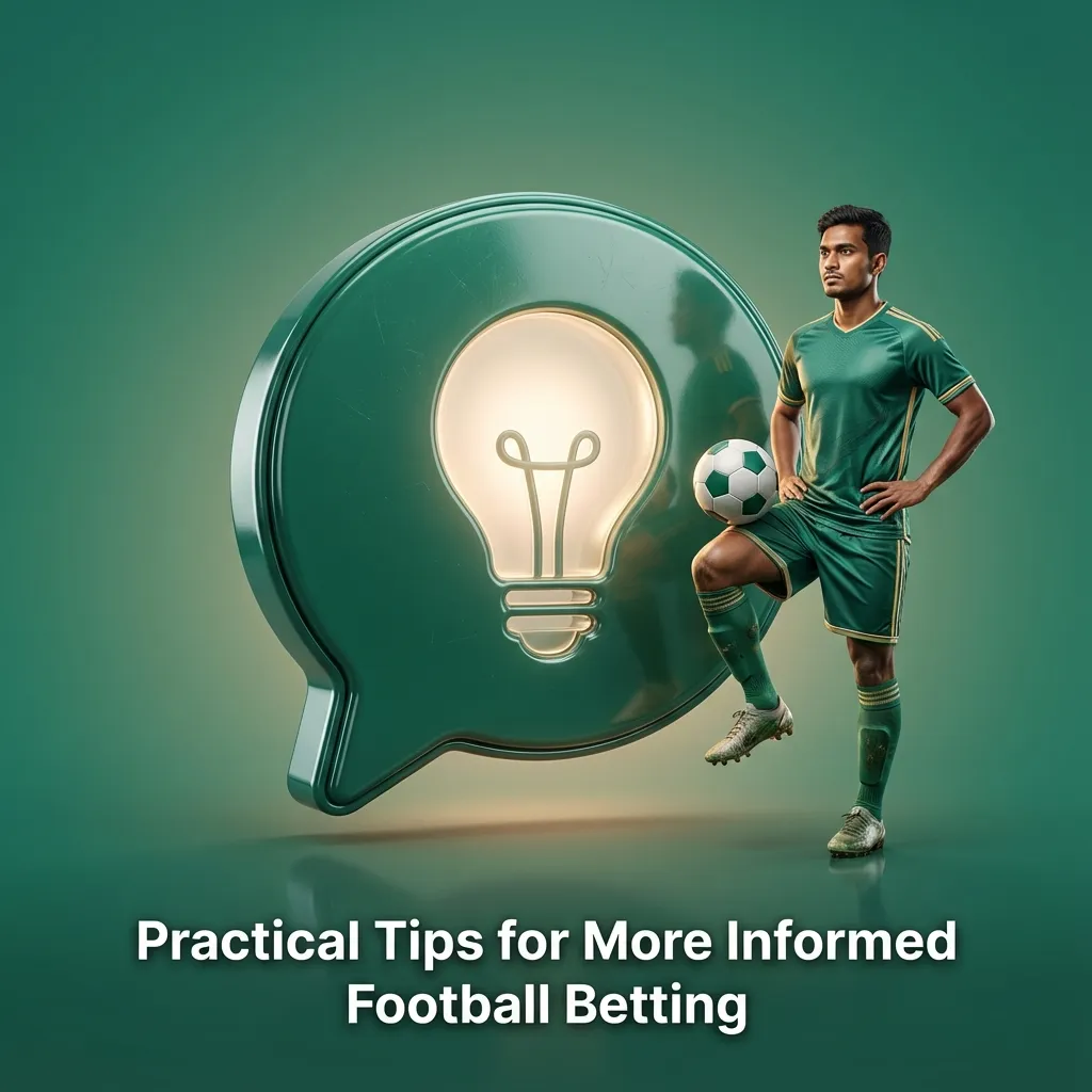 Illustrated guide of a bettor analyzing football stats and tips on a laptop, emphasizing informed, responsible wagering decisions