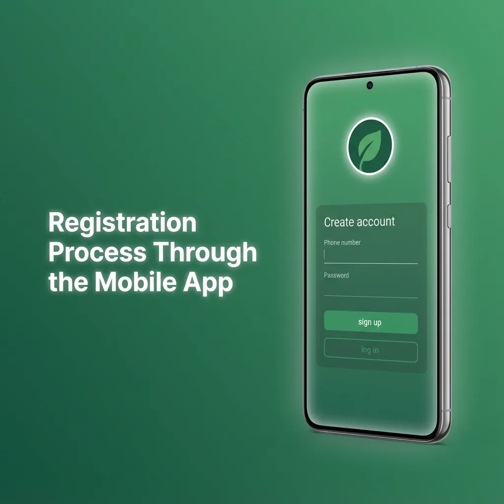 Illustration of Krikya mobile app registration steps, from sign-up and verification to depositing funds and placing first bet