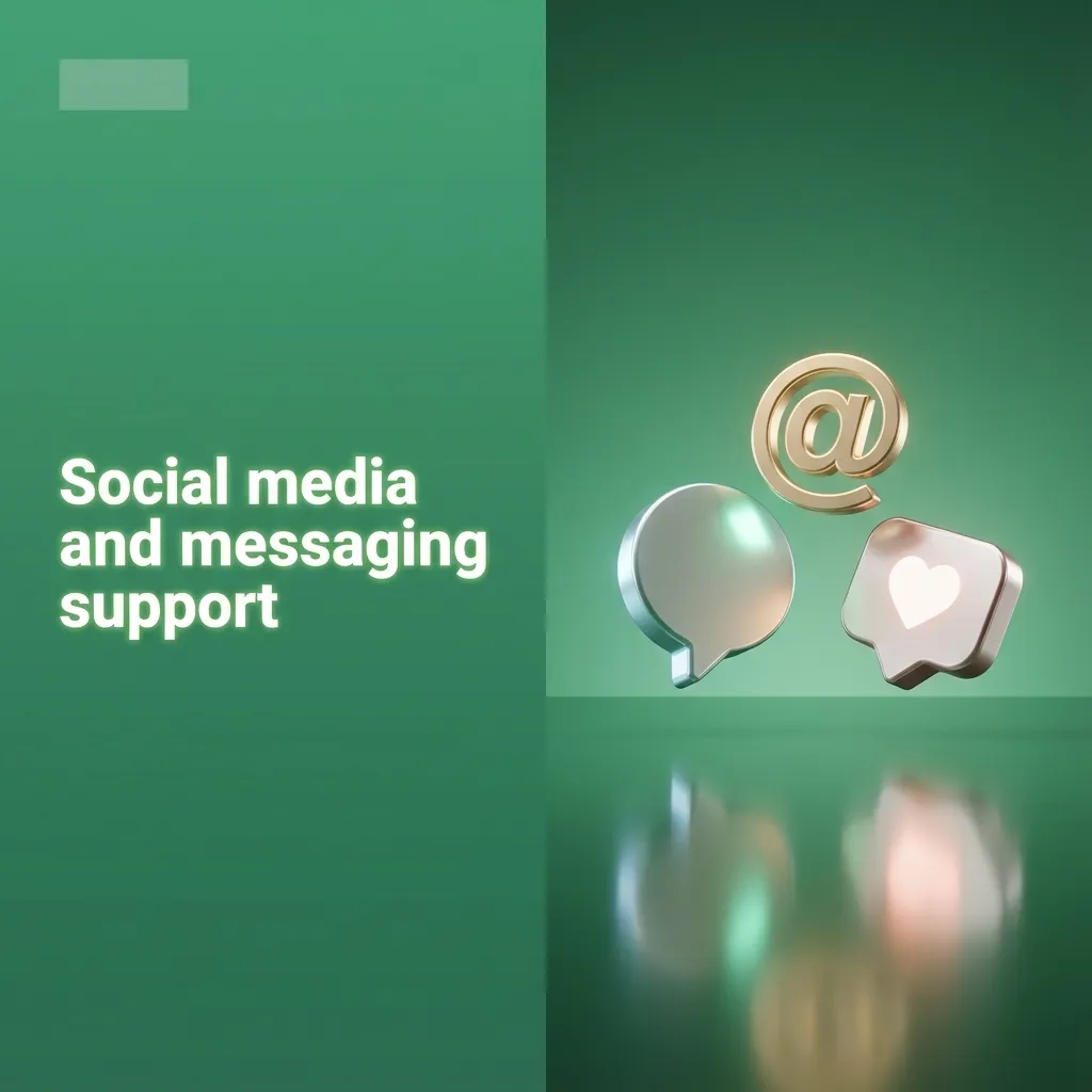 Illustration of WhatsApp, Telegram and Facebook icons showing messaging support options for Bangladeshi players