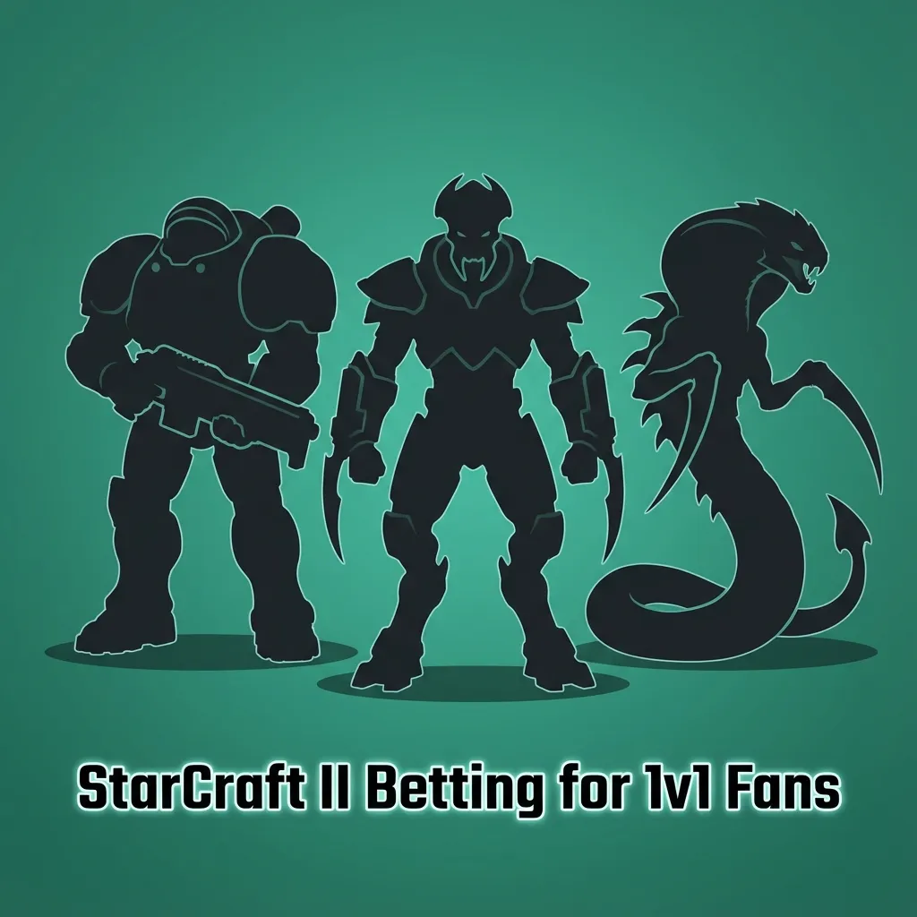 StarCraft II betting banner with Terran, Zerg, Protoss armies clashing and esports odds displayed for major tournament matches