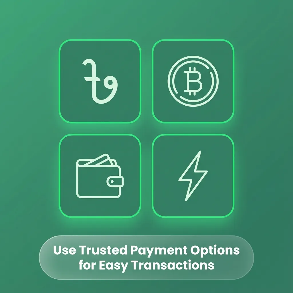 Icons of Bangladeshi payment methods with security symbols and text: “Use trusted options for easy, encrypted transactions.”