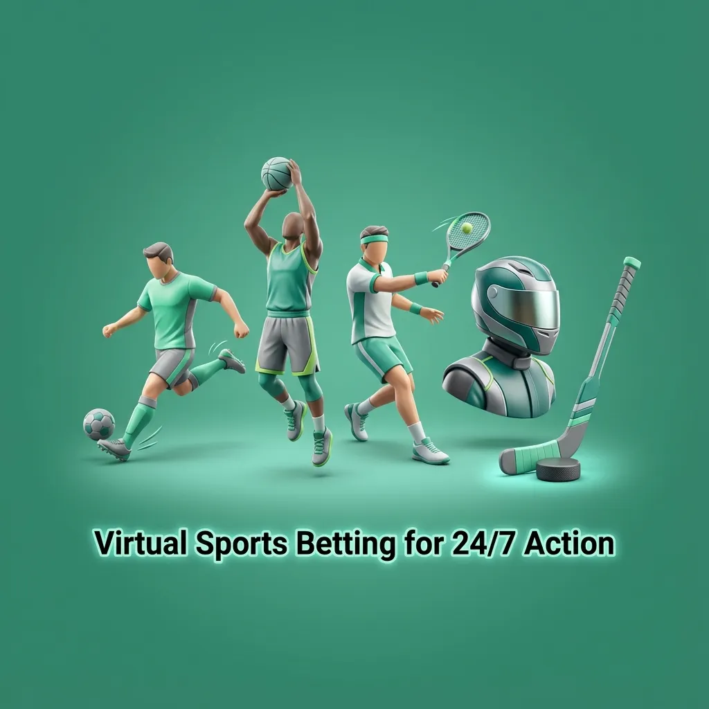 Laptop screen showing virtual sports betting options for football, racing, and more, highlighting nonstop 24/7 computer‑generated action