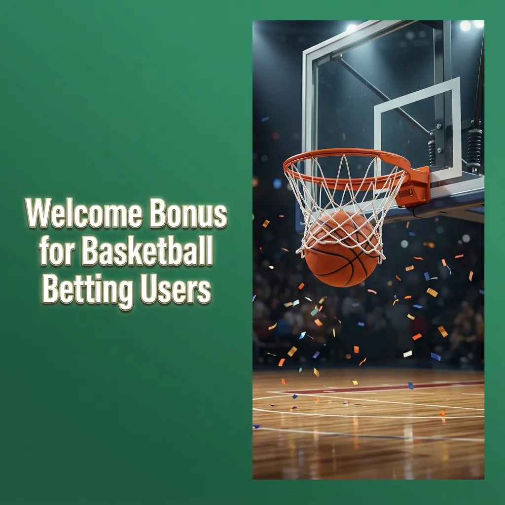 Banner promoting a sports welcome bonus for new basketball bettors with text about deposit match and wagering rules