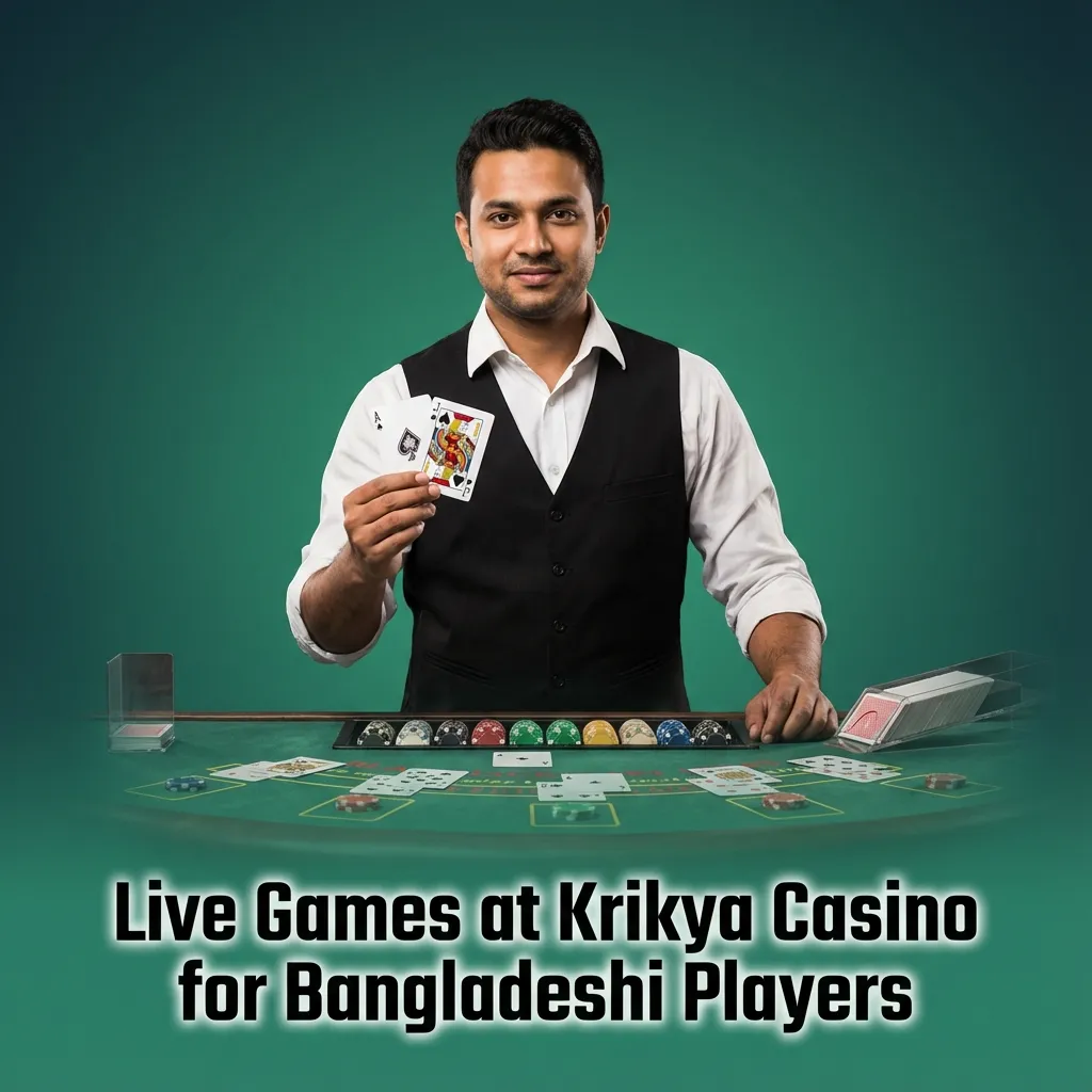 Bangladeshi player browsing Krikya live casino lobby with roulette, baccarat, blackjack, poker and TV game tables