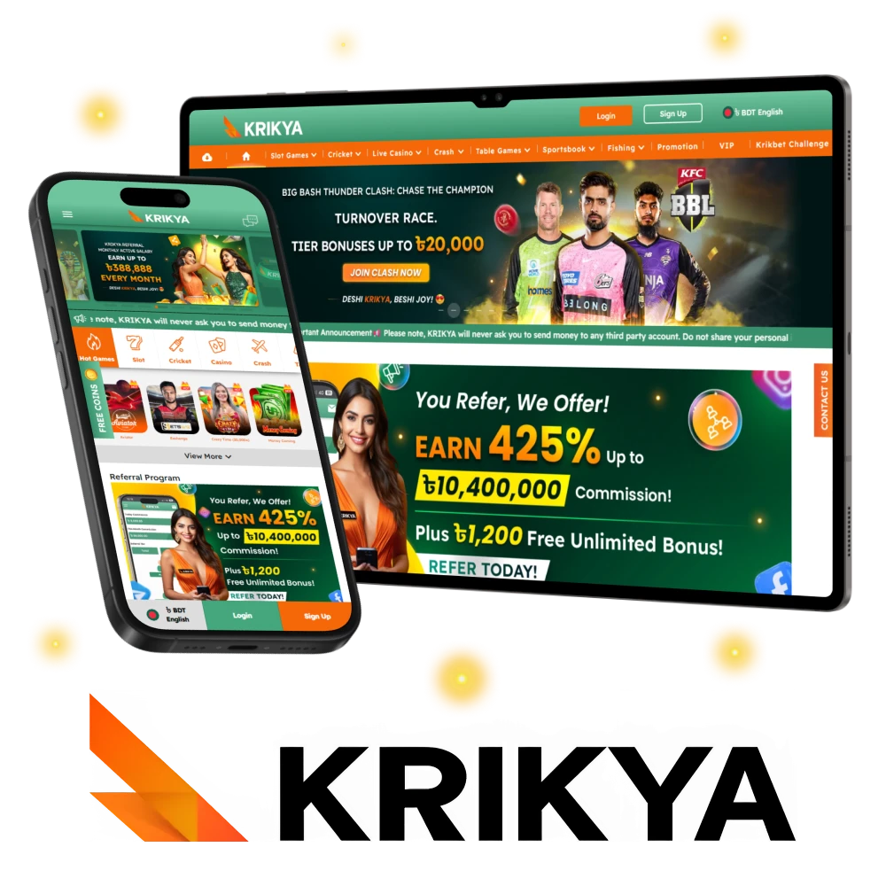 Krikya offers exciting casino and sports betting with simple navigation.