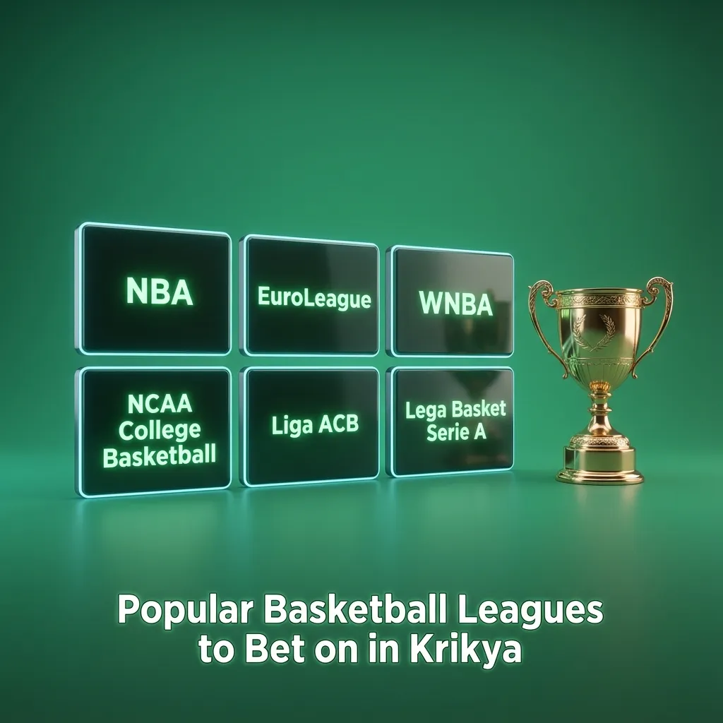 Collage of global basketball leagues and tournaments with betting markets listed on a Krikya-style sportsbook interface