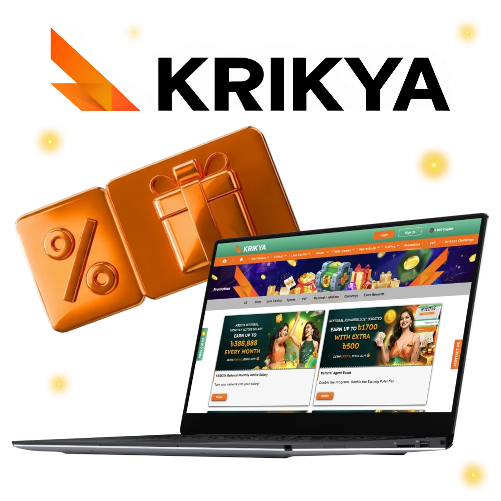 Use a Krikya promo code to unlock special betting rewards.