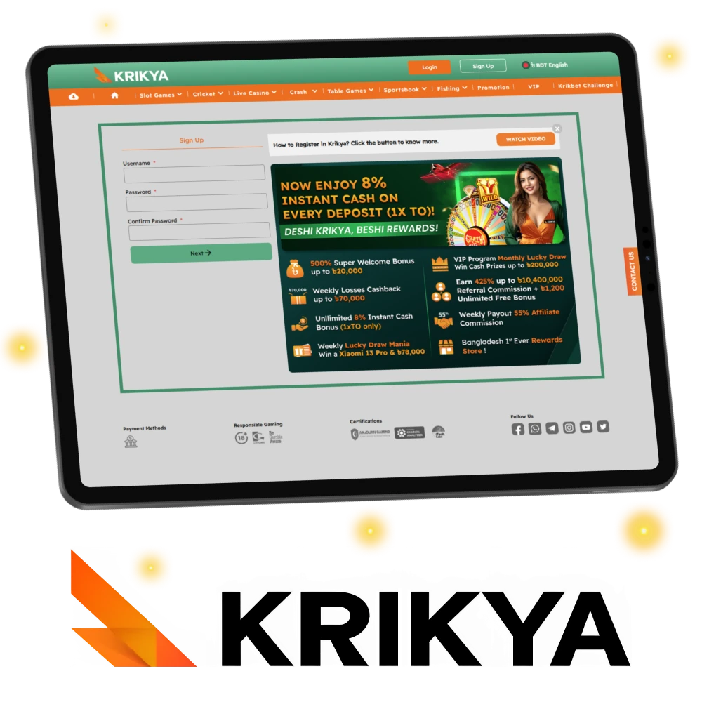 Krikya registration in Bangladesh is fast and user friendly.