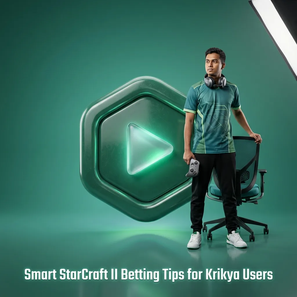 Infographic titled “Smart StarCraft II Betting Tips for Krikya Users” with icons for bankroll, maps, odds, and live betting.