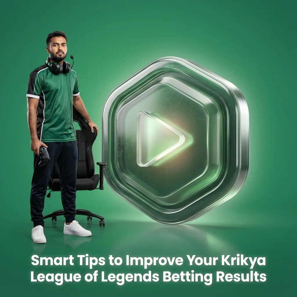 Infographic of smart tips for disciplined Krikya League of Legends betting, featuring icons for bankroll, stats, and meta analysis