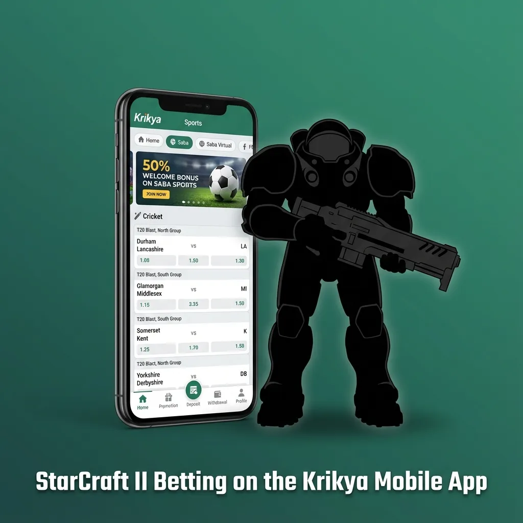 Krikya mobile app screen showing StarCraft II esports match odds and live betting options on a smartphone in Bangladesh