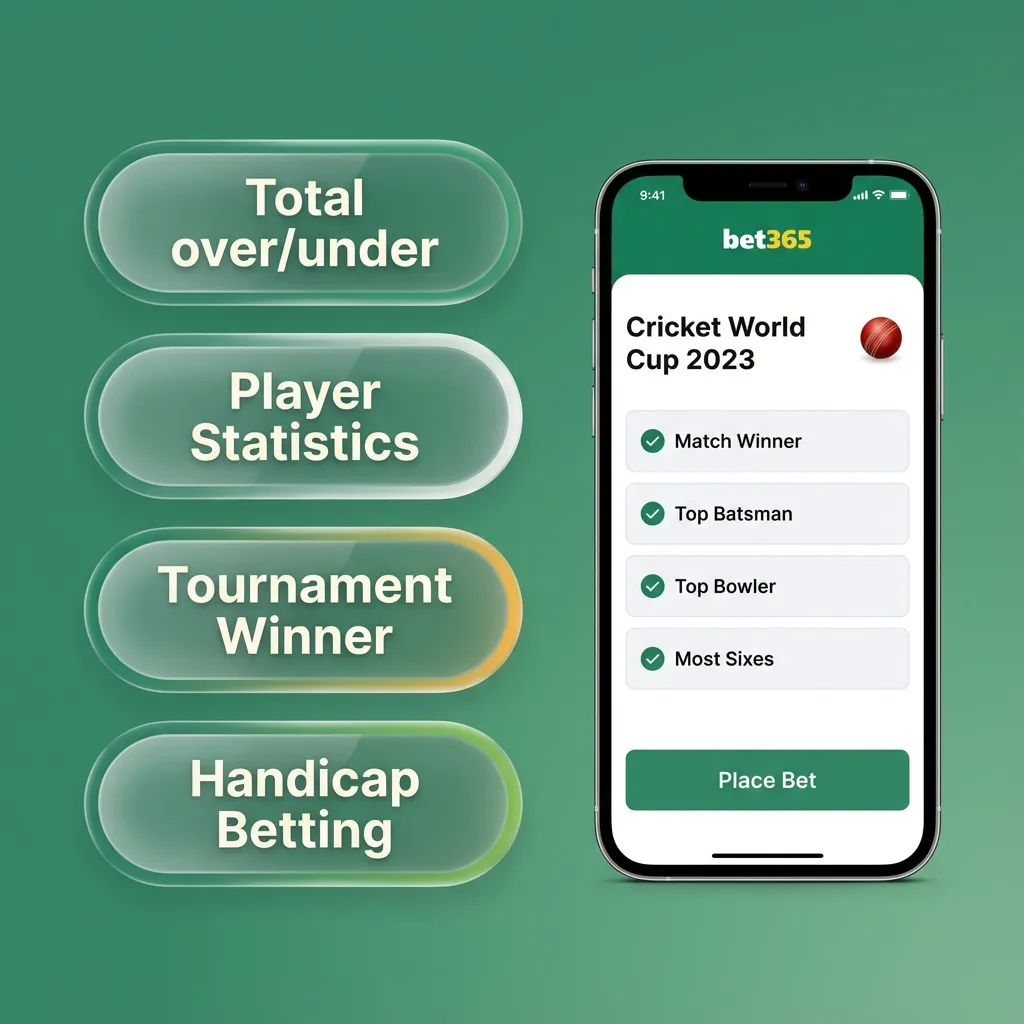 Illustrated Krikya mobile screen showing single, accumulator, system, live, and outright bet options for sports betting
