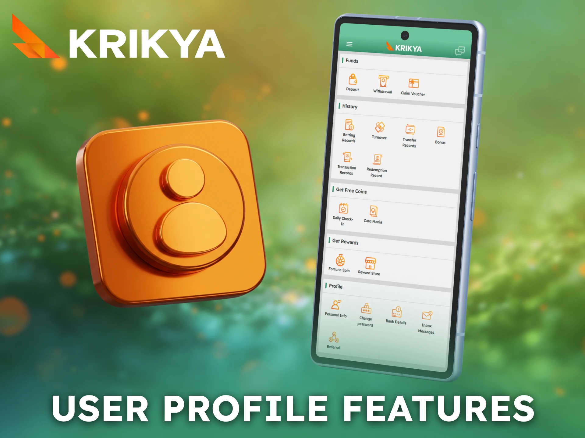 Manage your account using user profile features in the Krikya Android App.