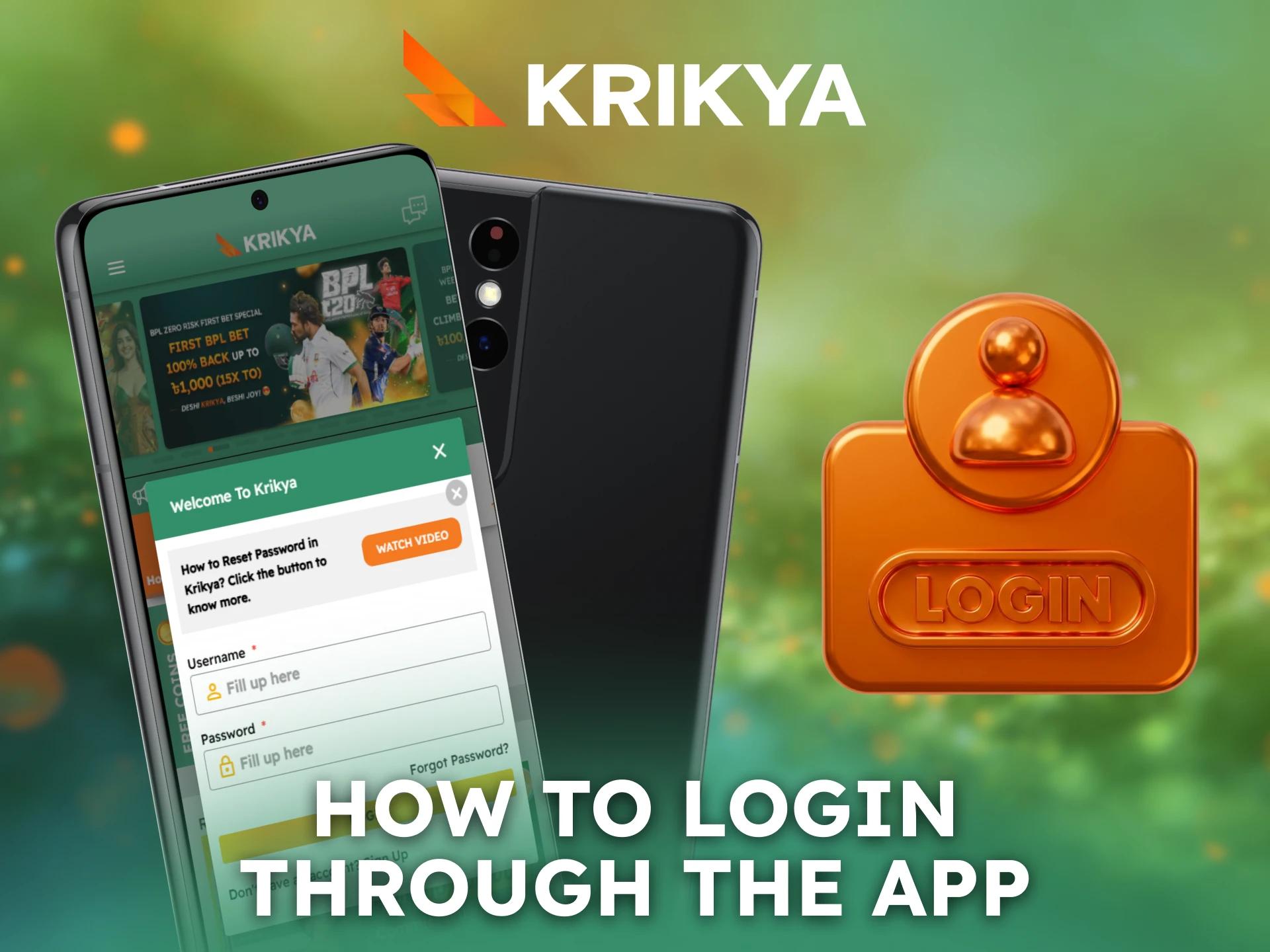 Log in through the Krikya Android App to access your account quickly.