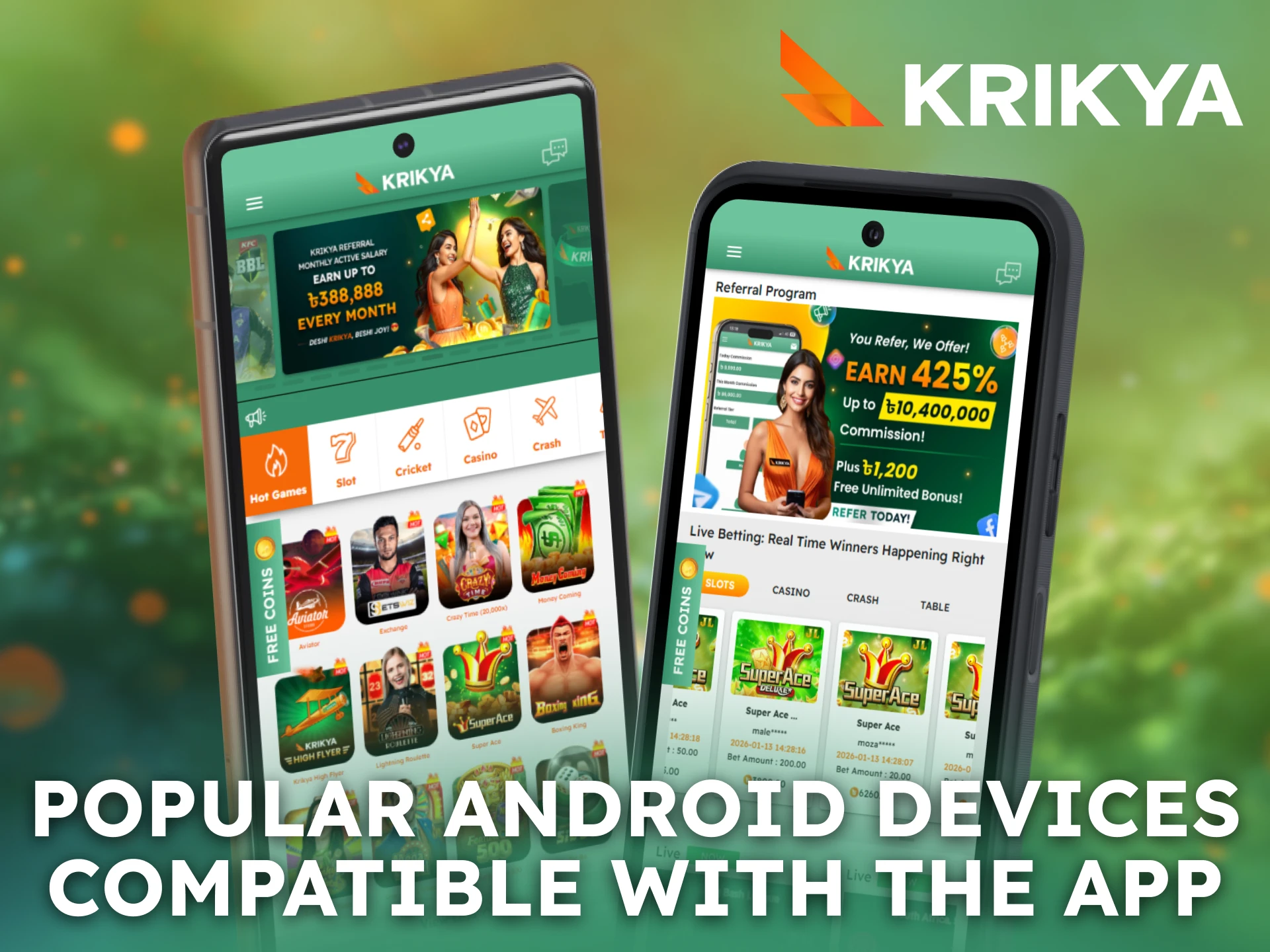 Check popular Android devices compatible with the Krikya App.