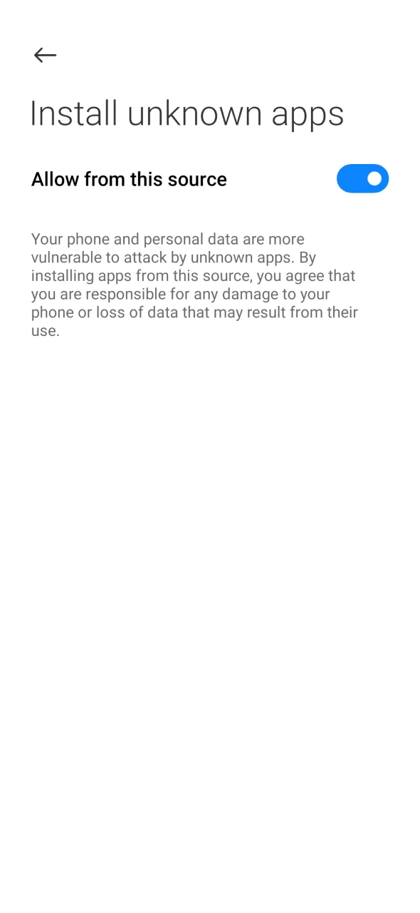 Enable Android unknown sources to allow Krikya App installation.