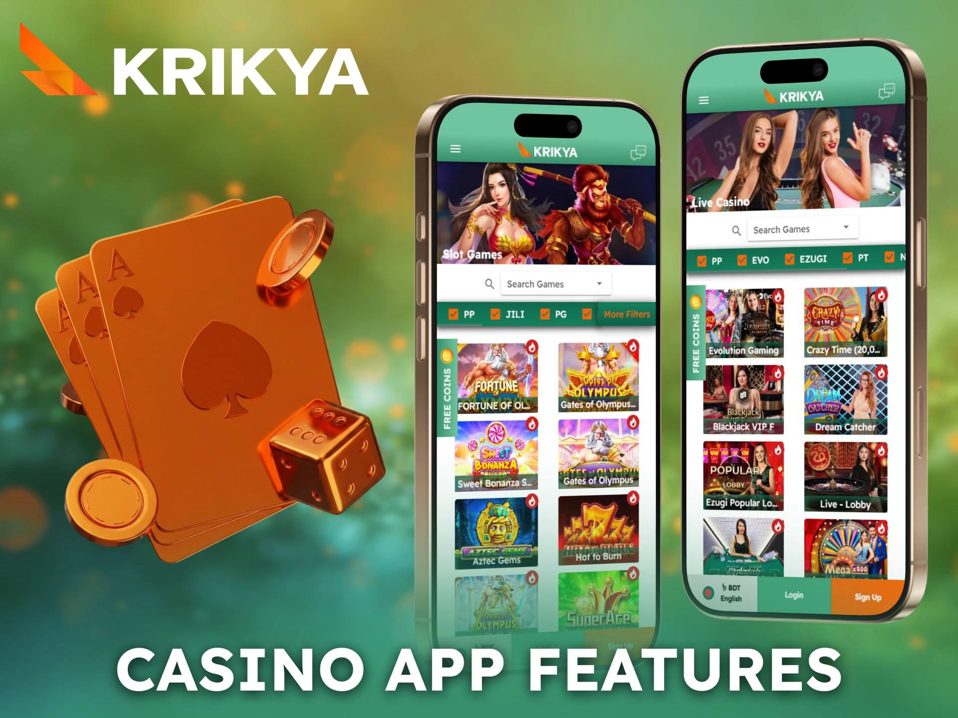 Enjoy casino features in the Krikya App for Bangladesh users.