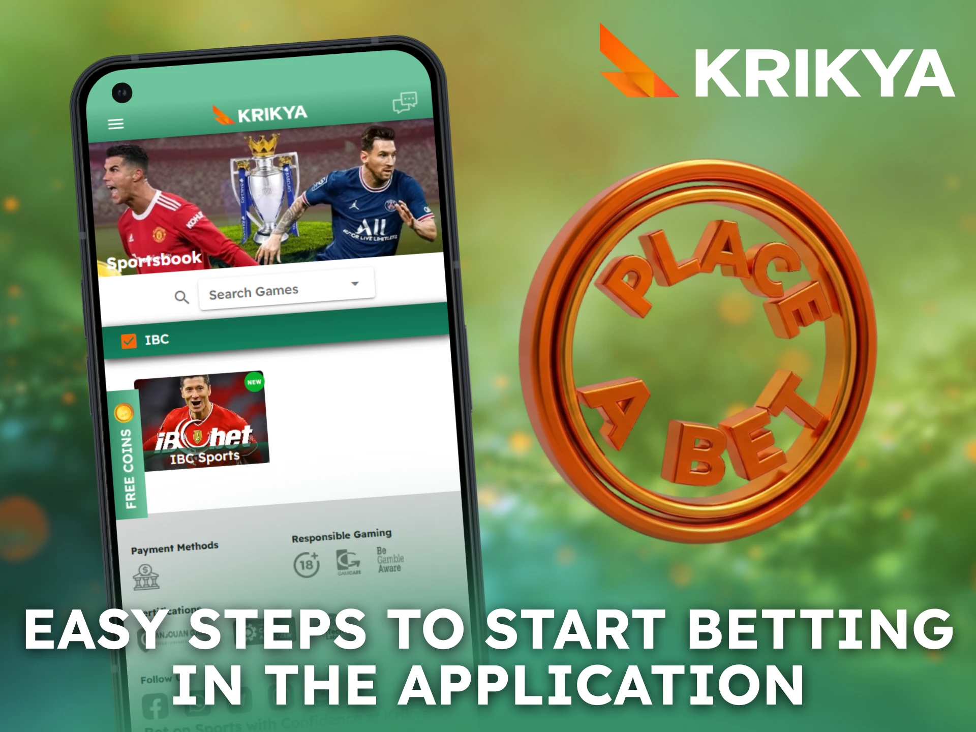Start betting easily using the Krikya App in a few steps.