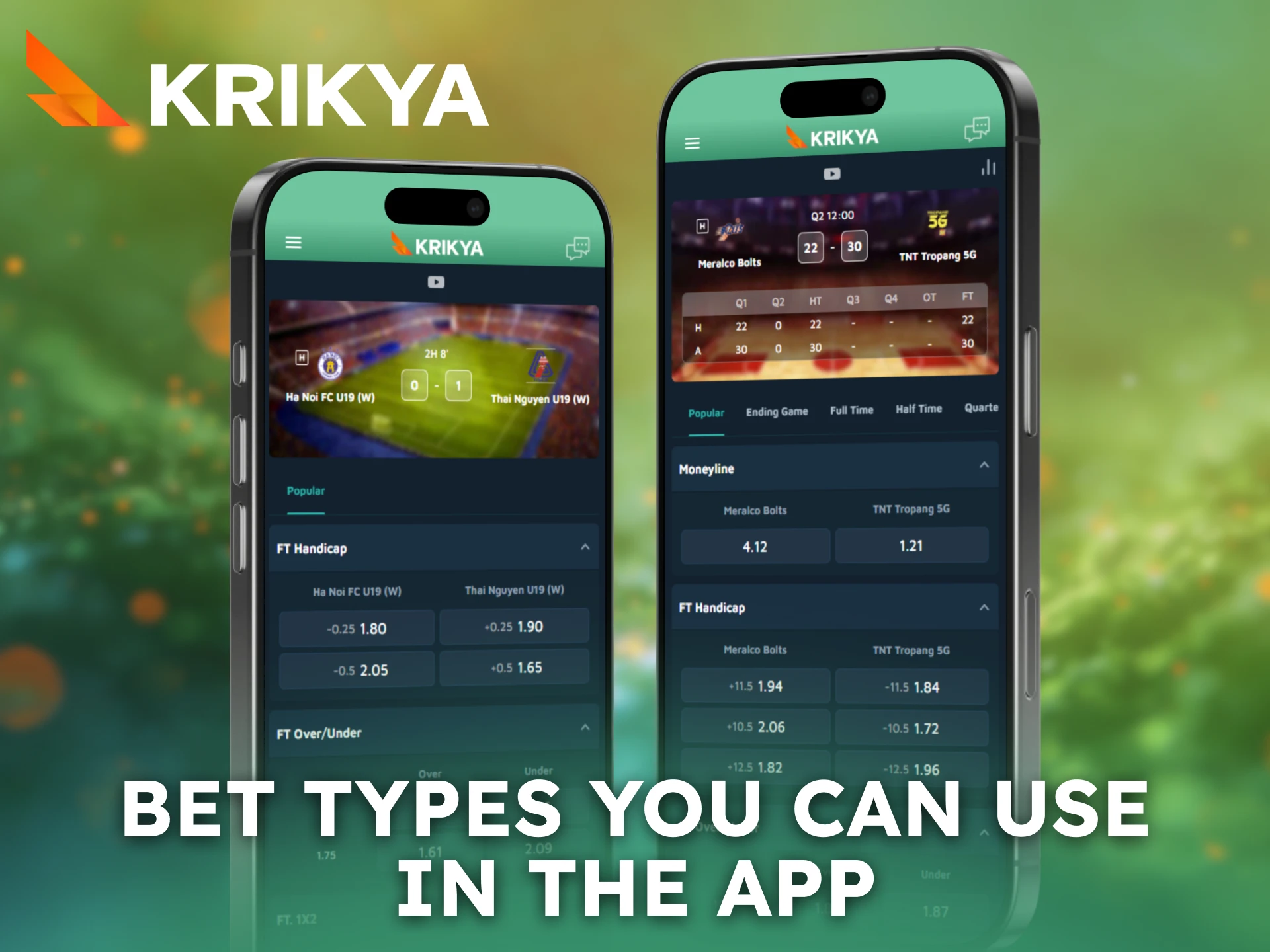 Use multiple bet types available in the Krikya iOS App.