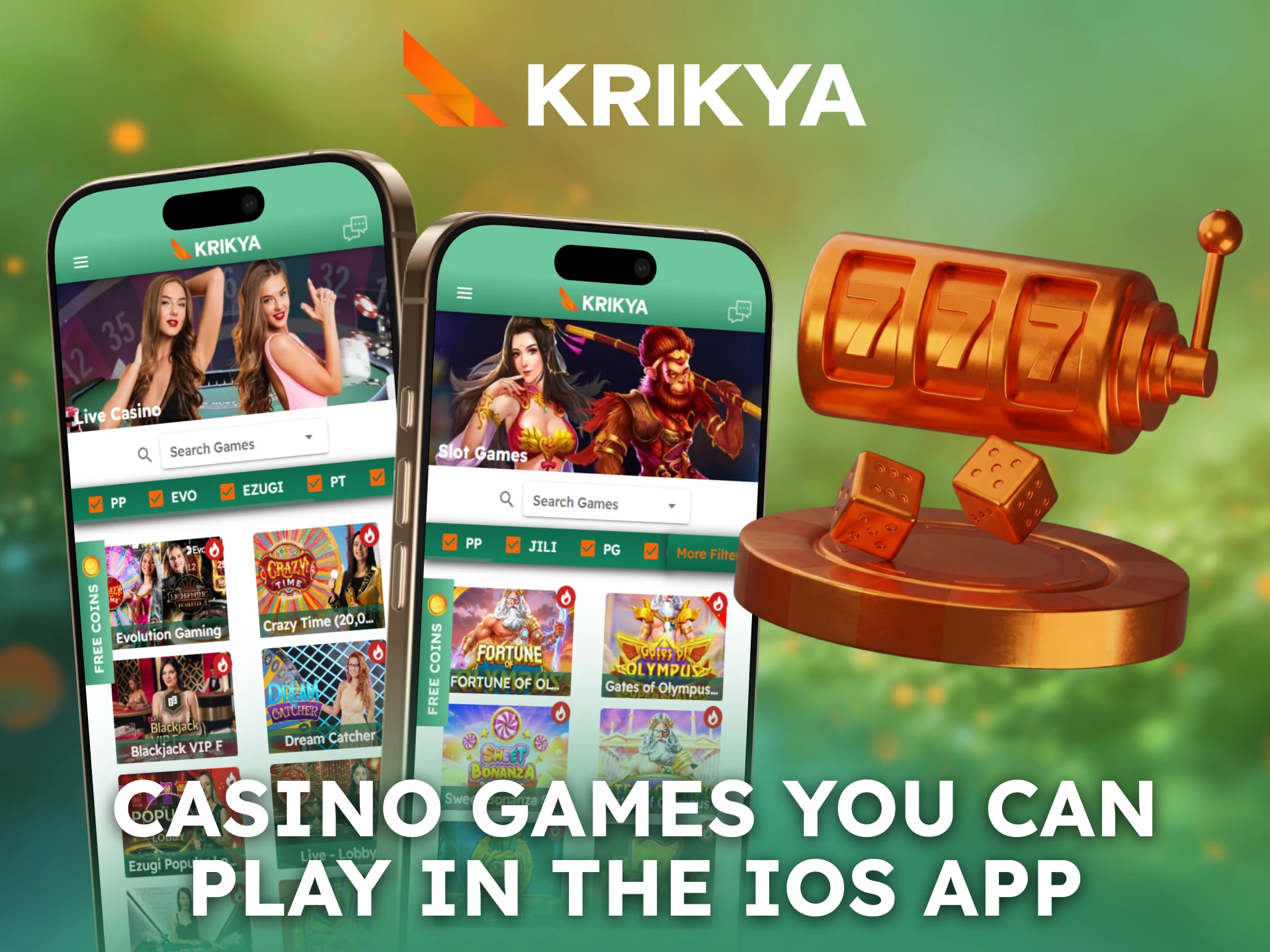 Play exciting casino games within the Krikya iOS App.