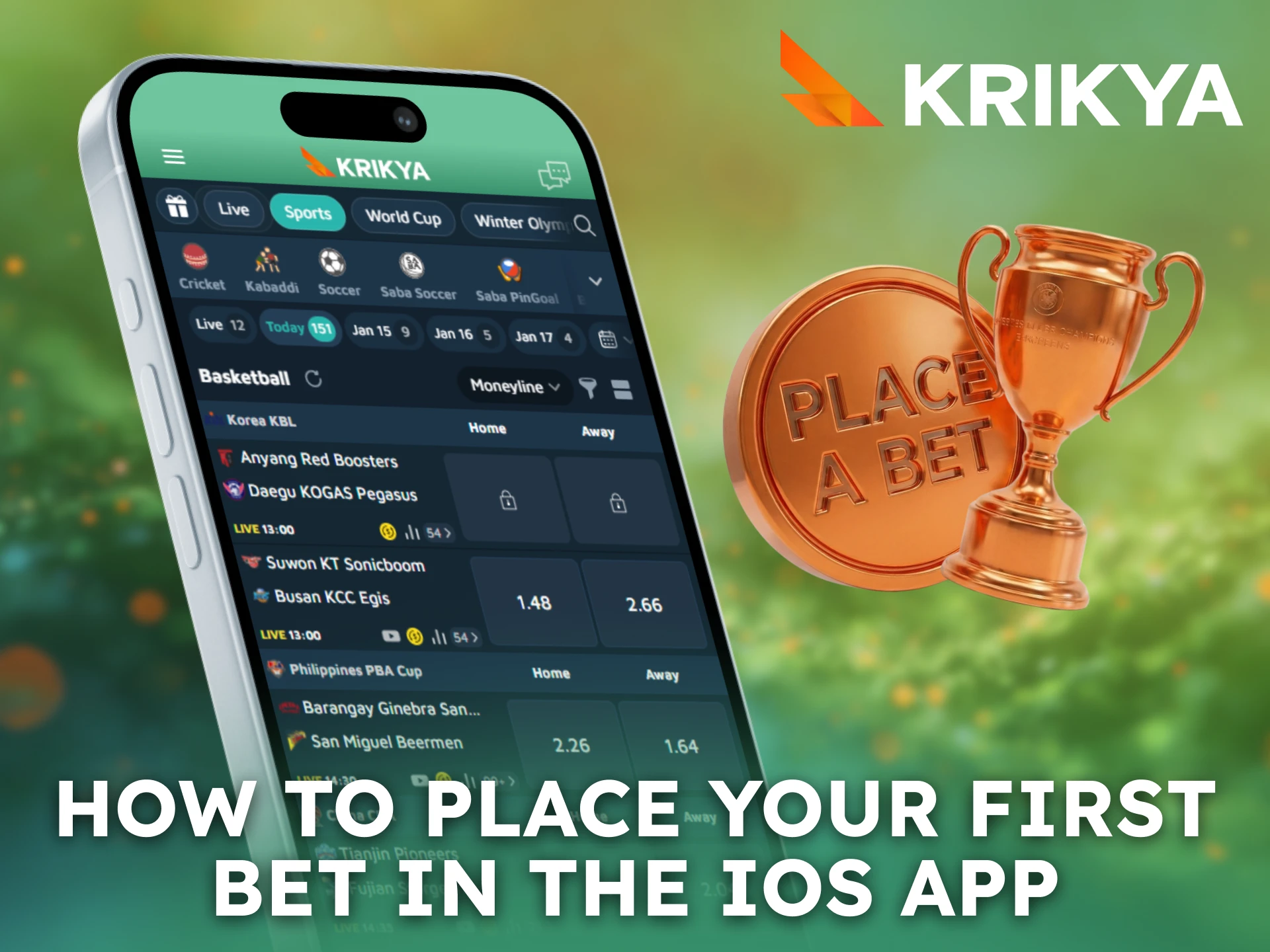 Place your first bet easily in the Krikya iOS App.