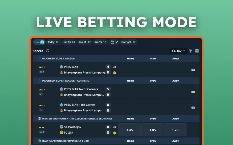 Enjoy popular betting through live betting mode at Krikya.