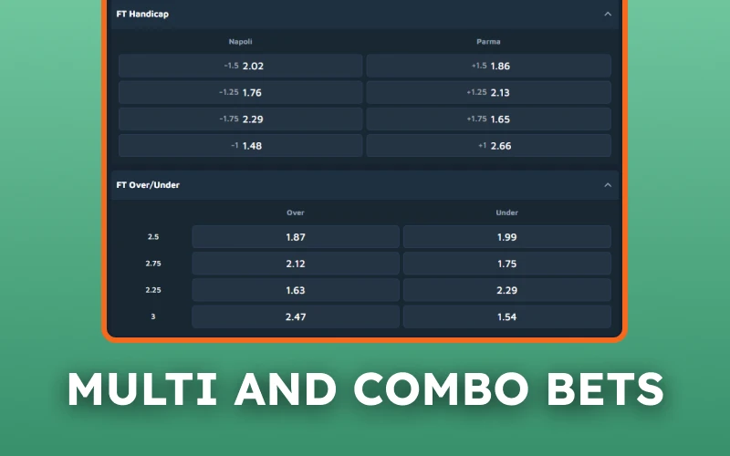 Combine popular betting selections using multi and combo bets on Krikya.