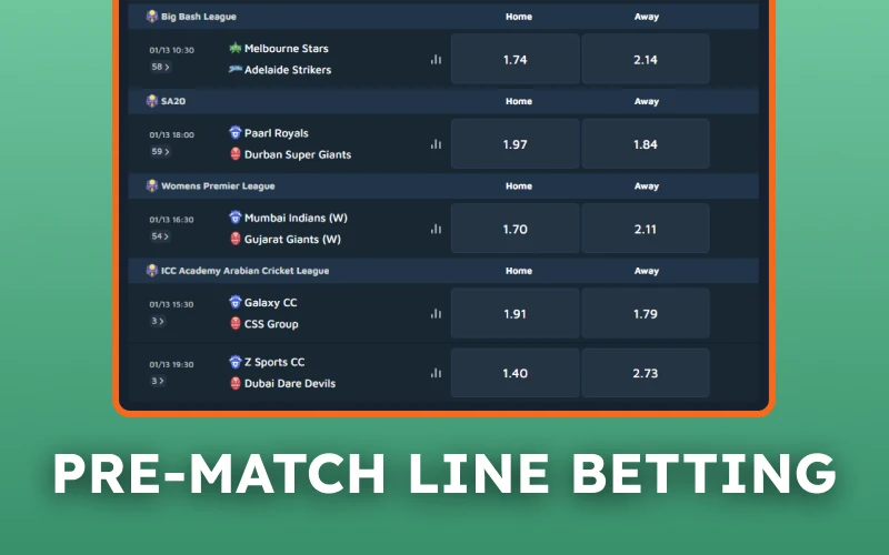 Use popular betting features like pre match line betting on Krikya.