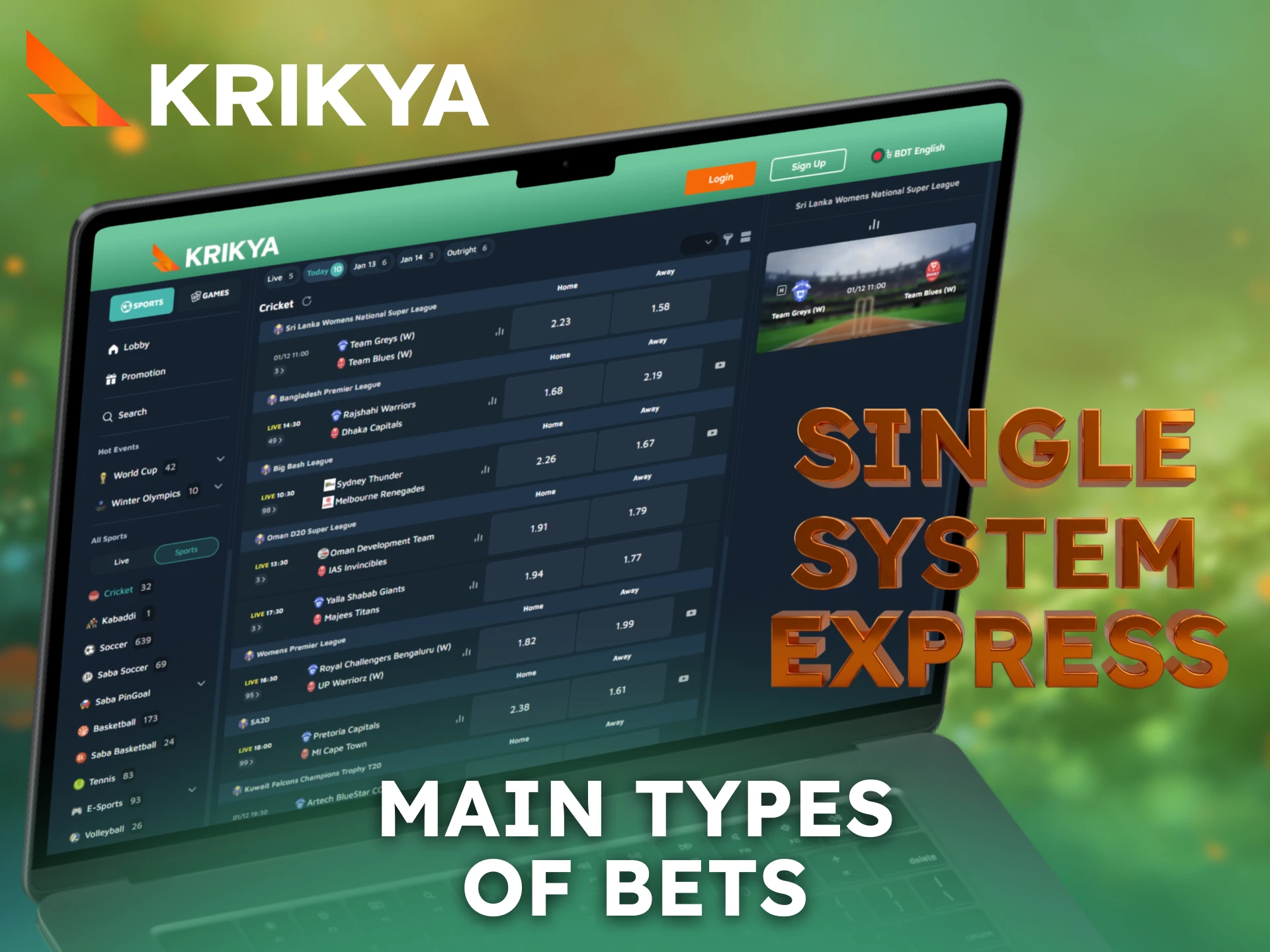 Learn the main types of bets available on the Krikya platform.