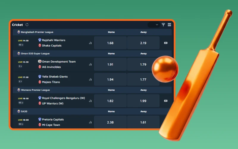 Place sports betting on cricket markets through Krikya.
