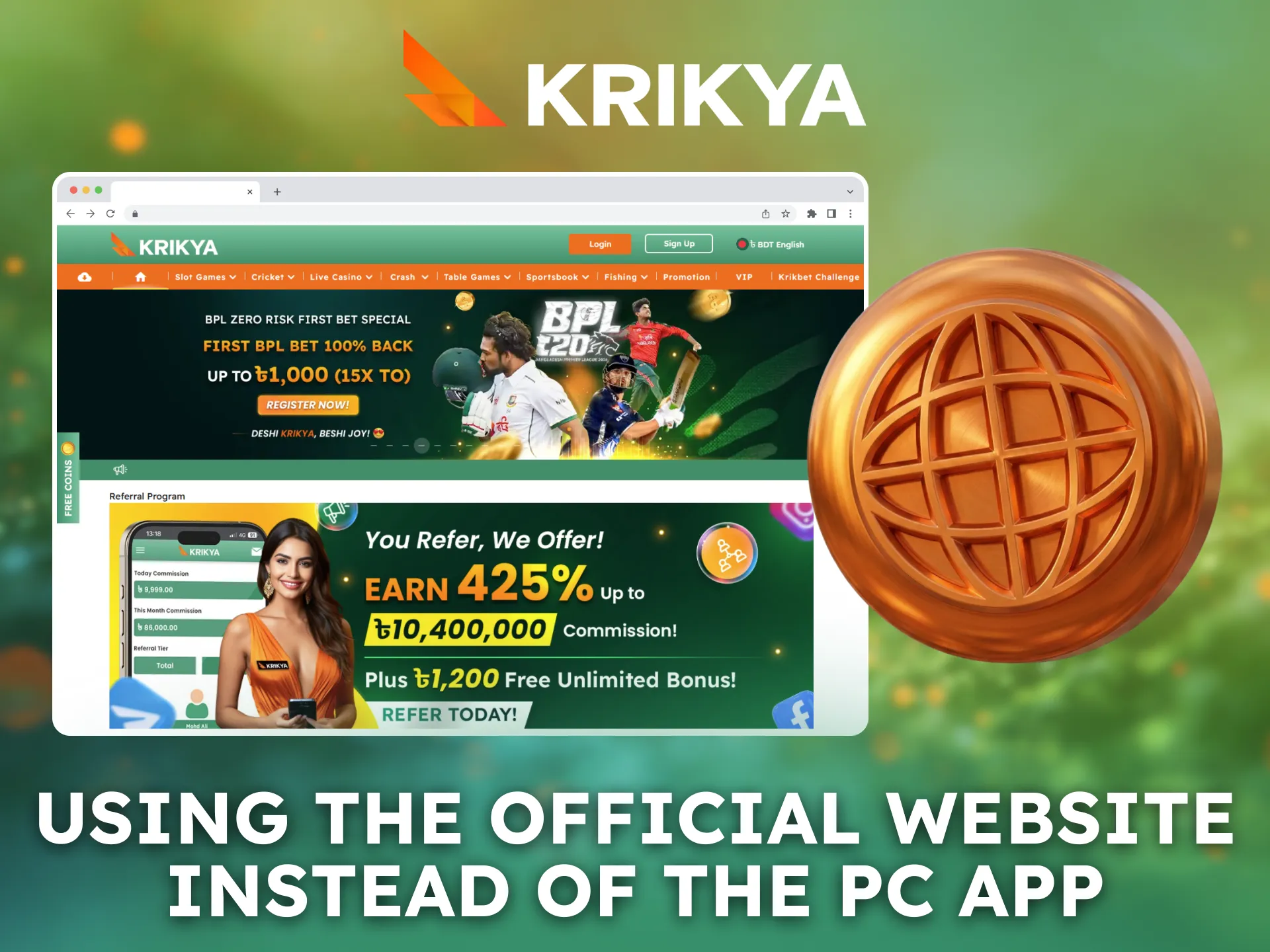 Use the Krikya official website as an alternative to the PC App.