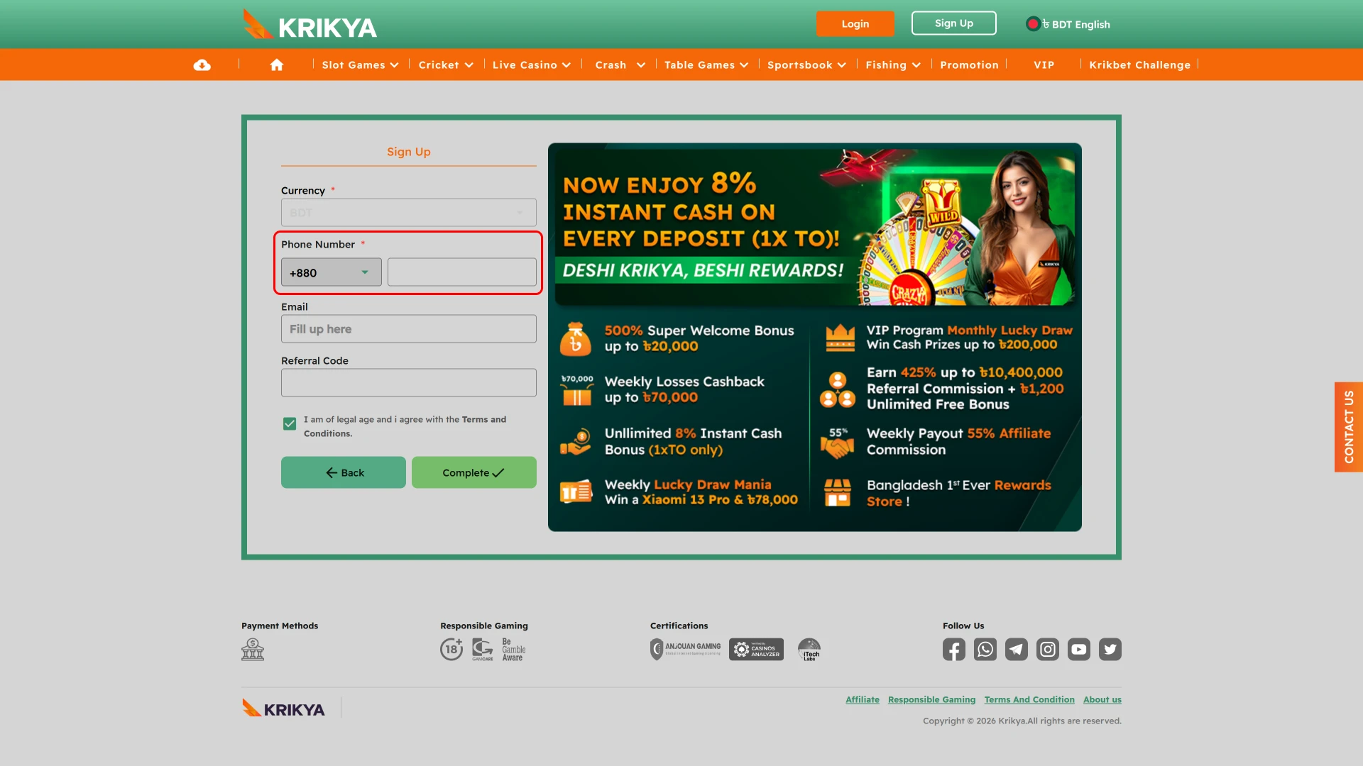 Confirm your contact information to secure your Krikya account.