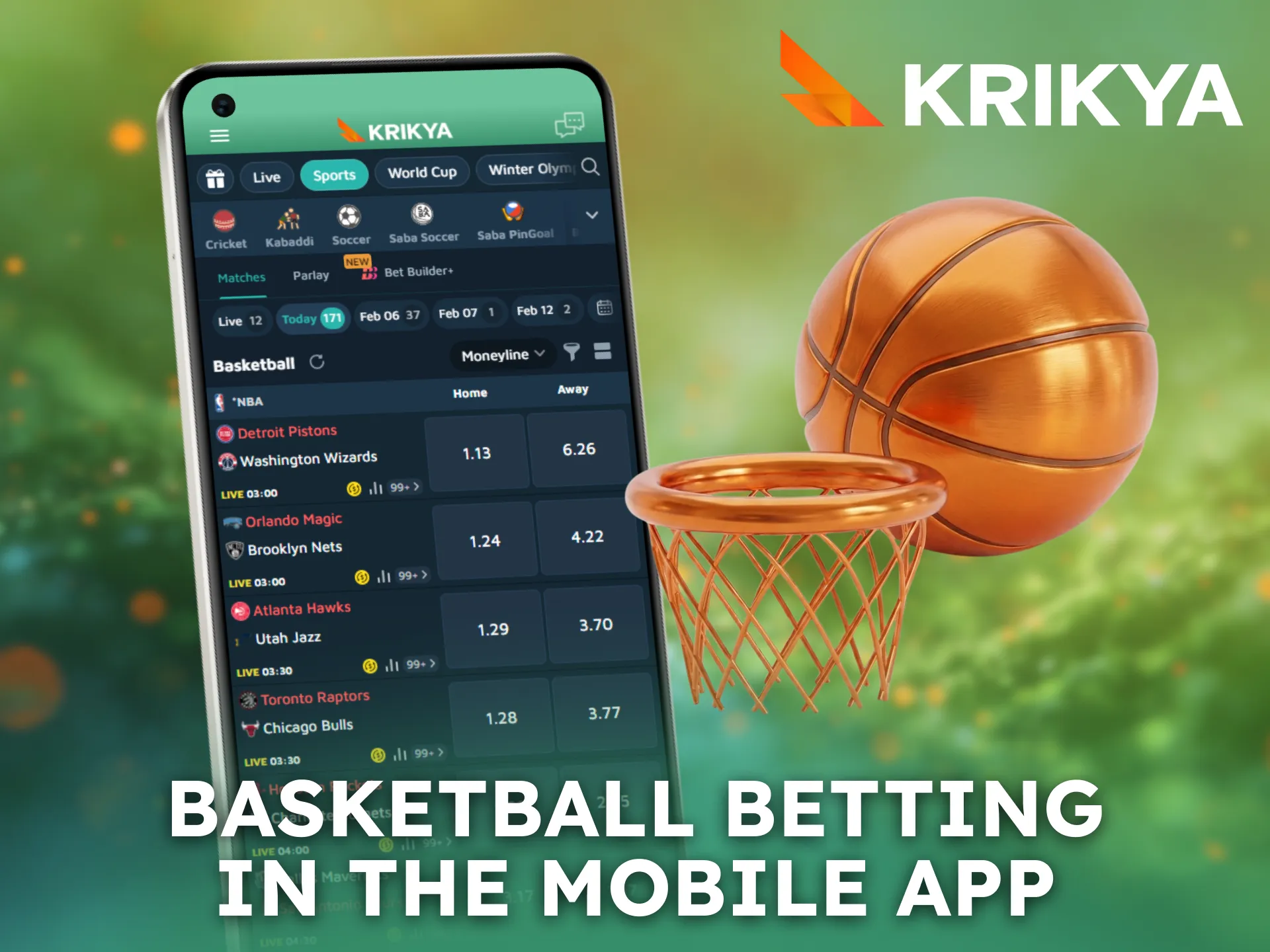 Convenient basketball betting on mobile devices is available through the Krikya app.