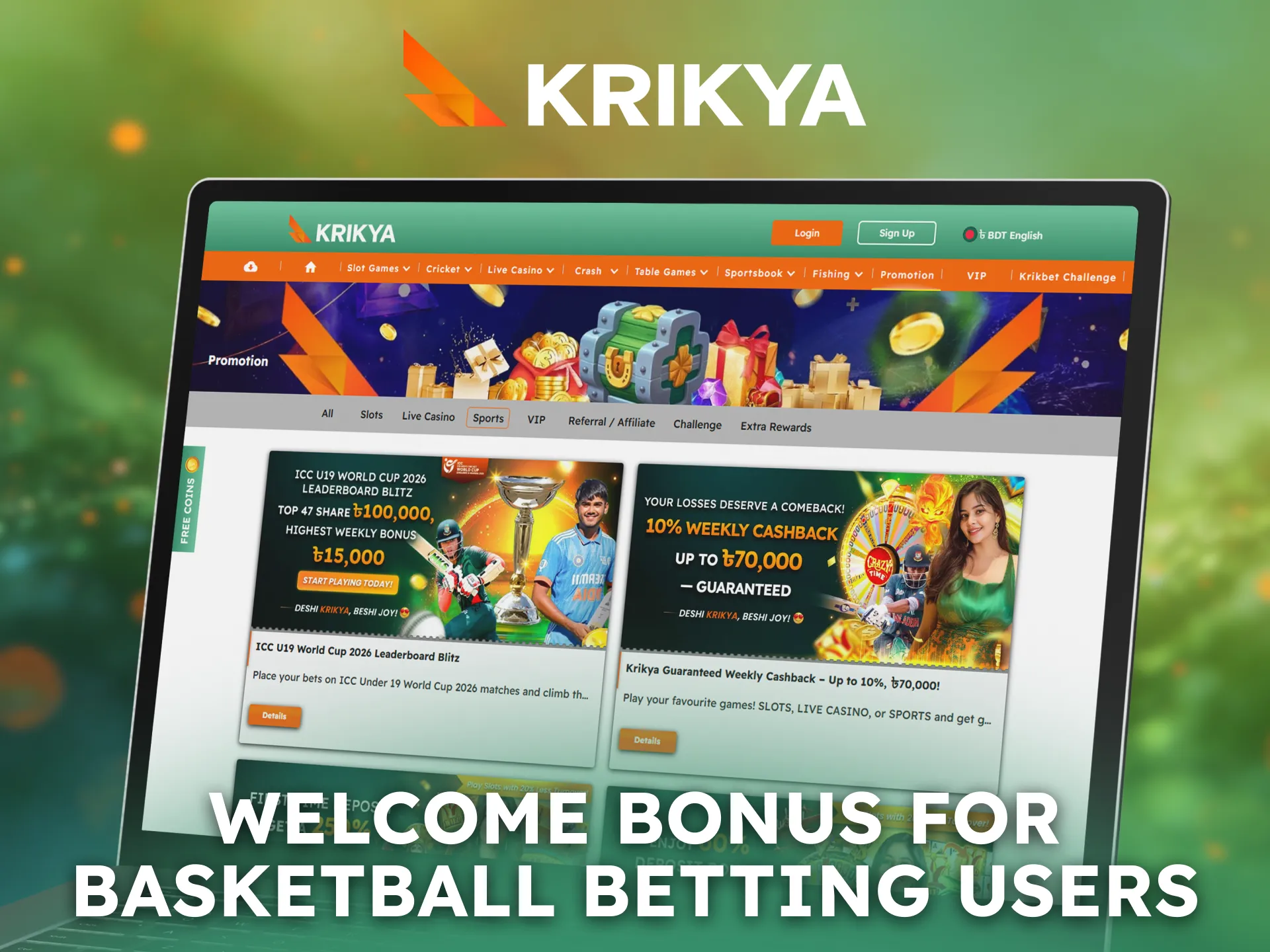 A valuable welcome bonus for new basketball betting users is offered by Krikya.