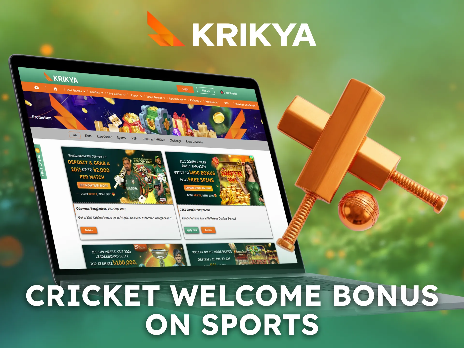 Claim a cricket welcome bonus on Krikya to boost your first bets.