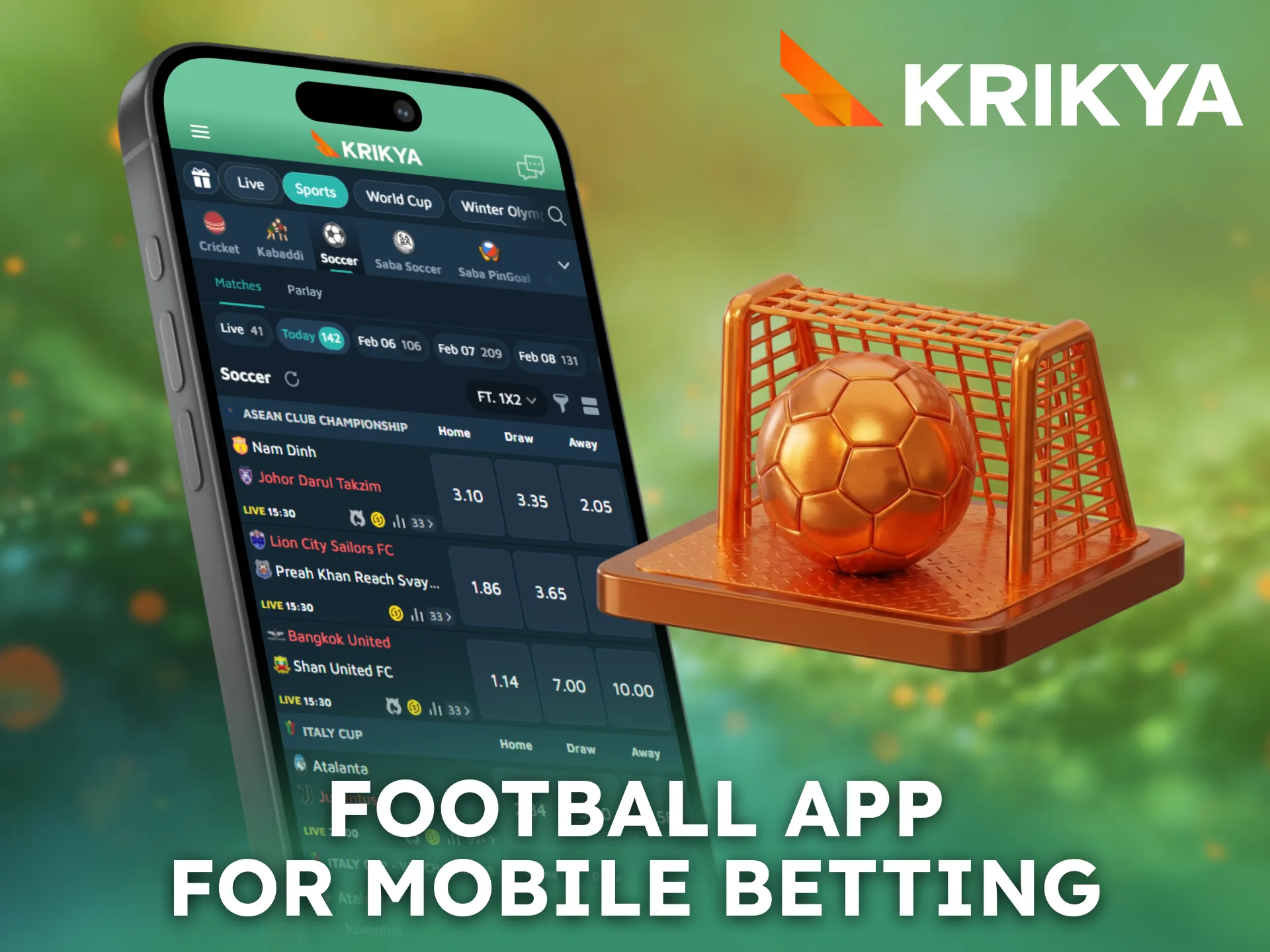 Use the Krikya Football app for convenient mobile betting.
